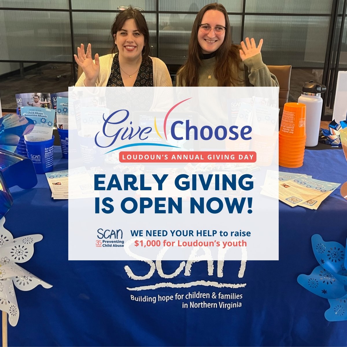 Children across Loudoun County who have experienced abuse or neglect rely on our work and your support. Celebrate Give Choose with SCAN to make Loudoun the best place to grow up and grow old. Why wait for next Tuesday? Early giving is open NOW! 
givechoose.org/nonprofits/SCA…