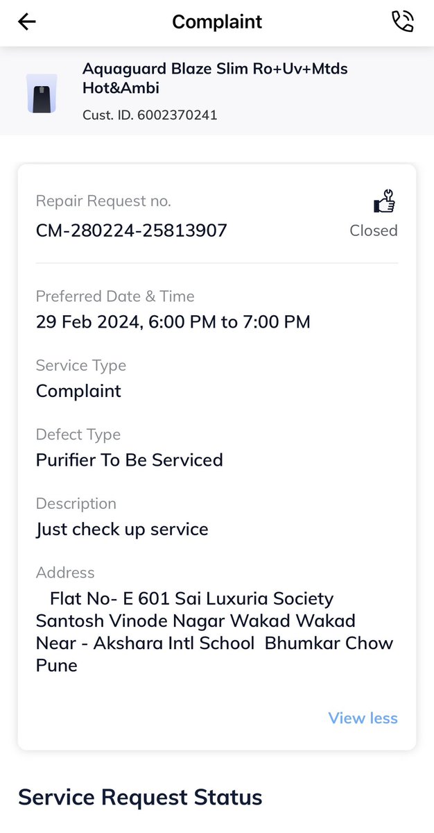 Ashish_masterA's tweet photo. @EurekaForbes I am facing very bad experience with Water purifier service. I have raised multiple complaints but no resolution. I just want this to be escalated to highest level. 
Nobody has visited after 29th Feb and request is closed.
TicketId: #UMMQ-264169 https://t.co/LdskjJ5GDk