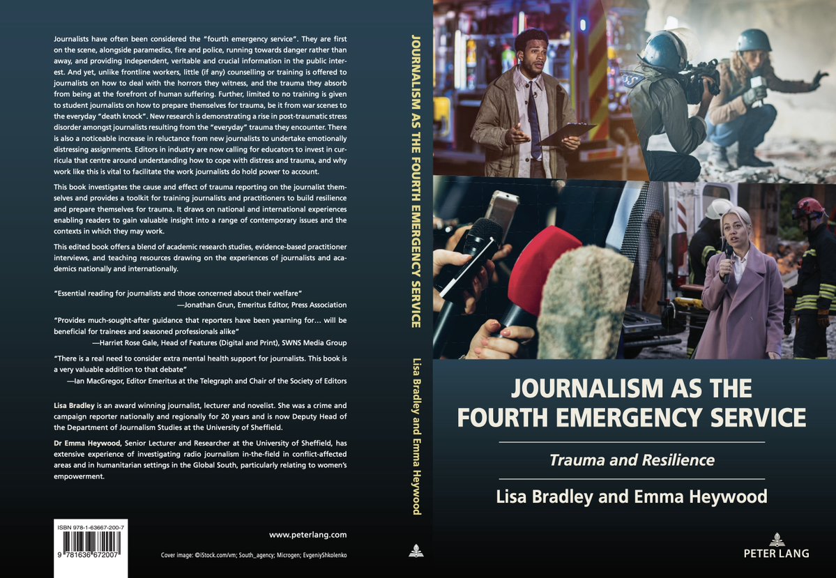 Exciting! Here's the book cover for our co-edited academic/text book with <a href="/lisabjourno/">Lisa Bradley</a> on the vital topic of #journalism and #trauma. It's online and in print from 26 March 2024. It's also open access! <a href="/sheffjournalism/">Sheffield Journalism</a> <a href="/sheffielduni/">The University of Sheffield</a> <a href="/PeterLangGroup/">Peter Lang Publishers</a> Big thanks to our authors! ✍️