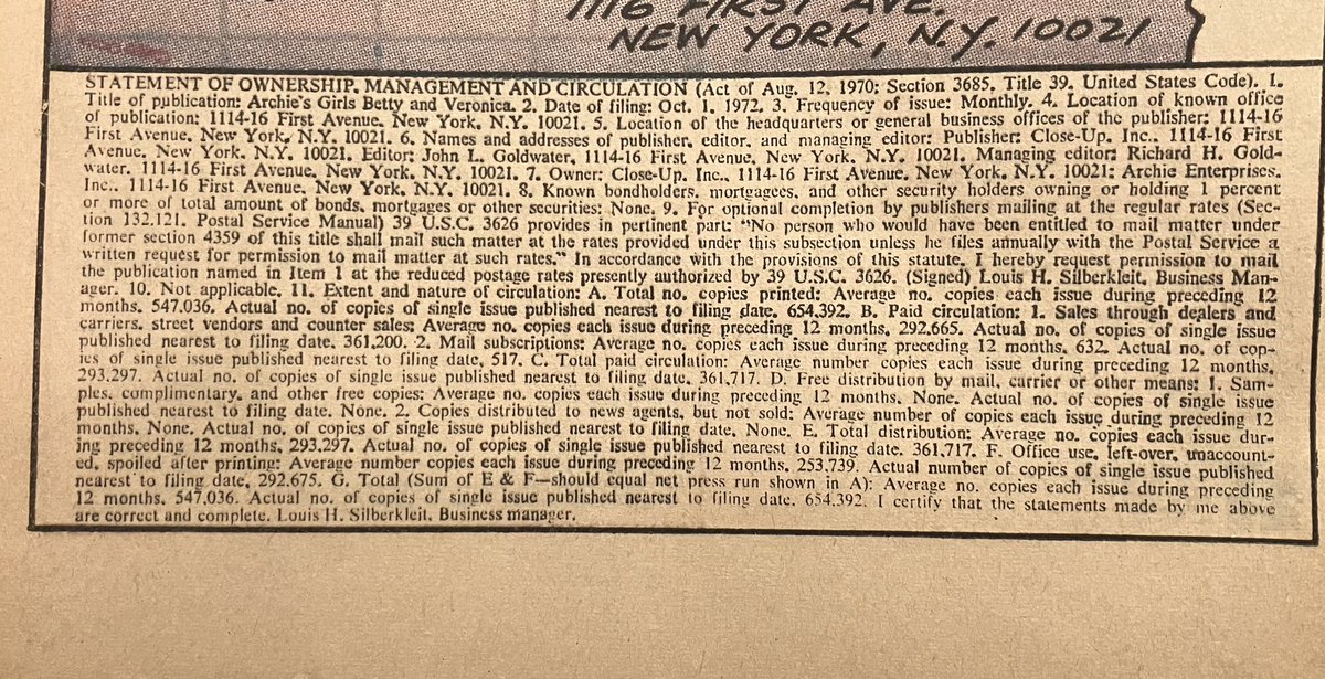 ProfessorAlan's tweet photo. Betty &amp; Veronica 208, 1973. 

I should know better by now, but the numbers for B&amp;V in the 60s and 70s STILL blow me away. 

VERY rare to see a number anywhere in these reports that starts with a 6! 

@Big5Army @IowasJoe https://t.co/Y16rzUvxBX