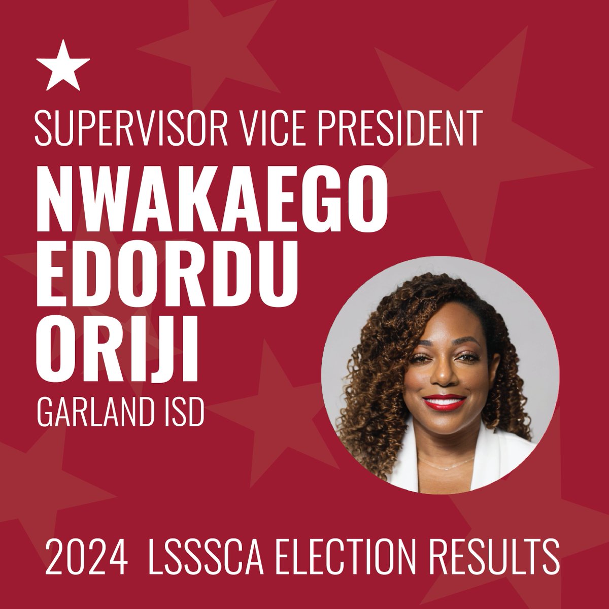 Election results are here! Meet our new Supervisor Vice President Nwakaego Edordu Oriji! Congratulations! We look forward to your leadership in serving school counselors across the Great State of Texas! 🎉