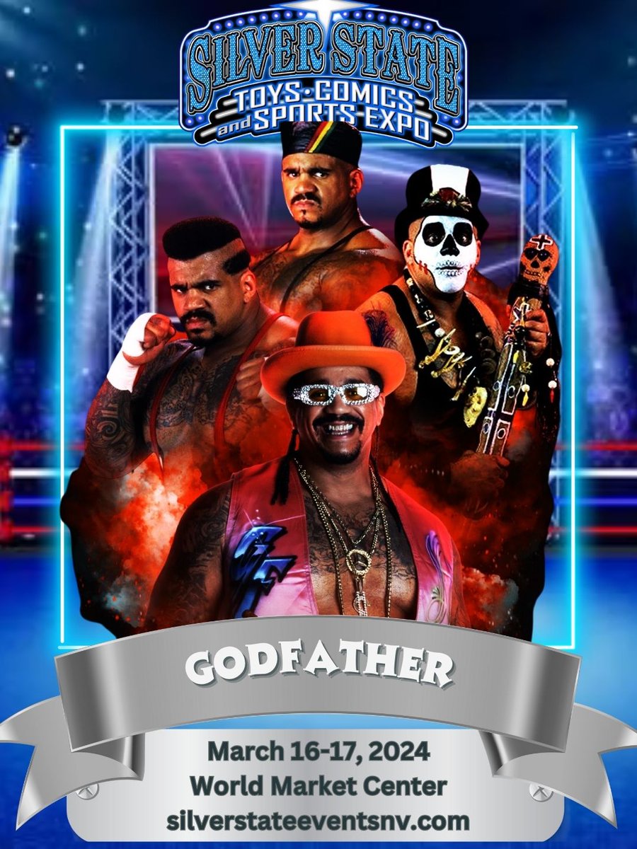 sseventsnv's tweet photo. Big news! 📢 The legendary Hall of Fame Superstar Godfather is joining us at the Silver State Expo! 🌟 Get ready for an unforgettable experience on March 16-17 at the World Market Center, Las Vegas. Don’t miss out! 

#SilverStateExpo #TheGodfather #WrestlingStar #WWEHallofFame https://t.co/qnttjousdM
