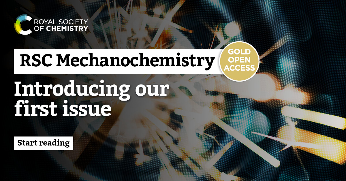 We are delighted to present issue one of RSC Mechanochemistry, the first journal dedicated to this transformative field. Explore cutting-edge research and innovative applications across all areas of theoretical and experimental chemistry: rsc.li/43bz85n
