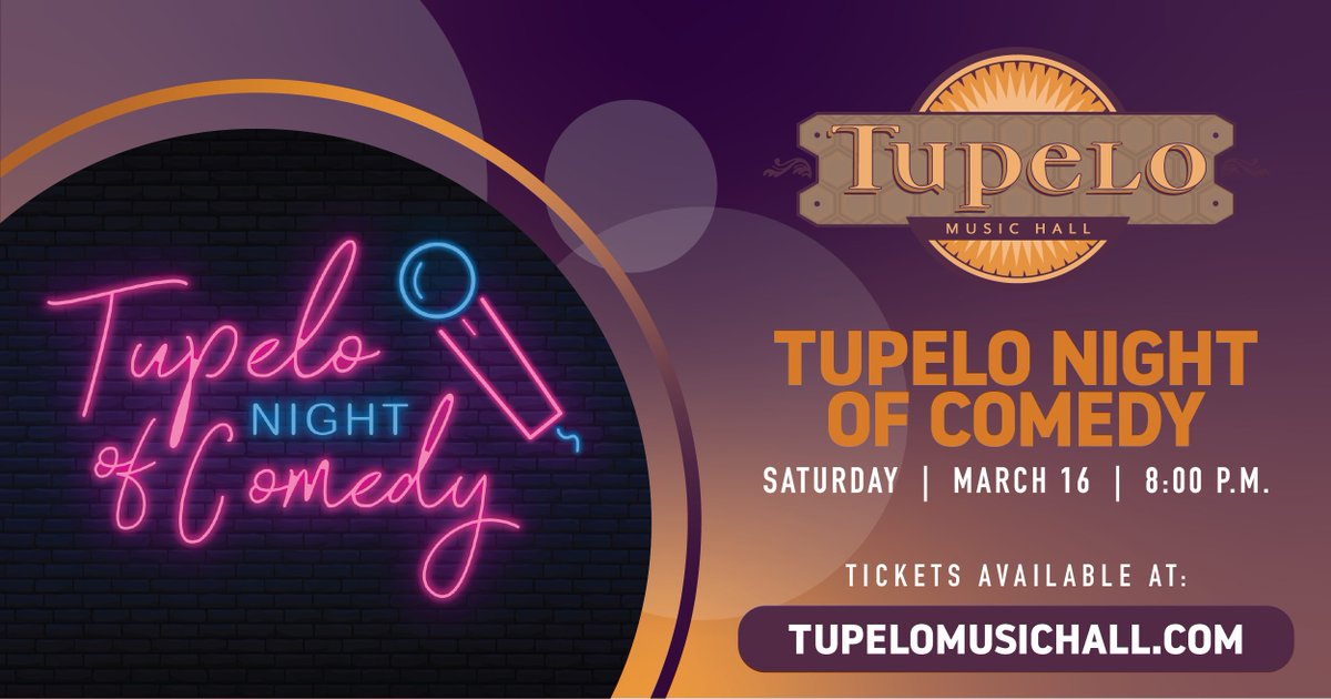 March's Tupelo Night of Comedy is almost here! Join us this Saturday for a night of laughter, featuring comedians Steve Bjork, Jason Merrill, and Ken Richard! Tickets available at tickets.tupelohall.com/comedy.