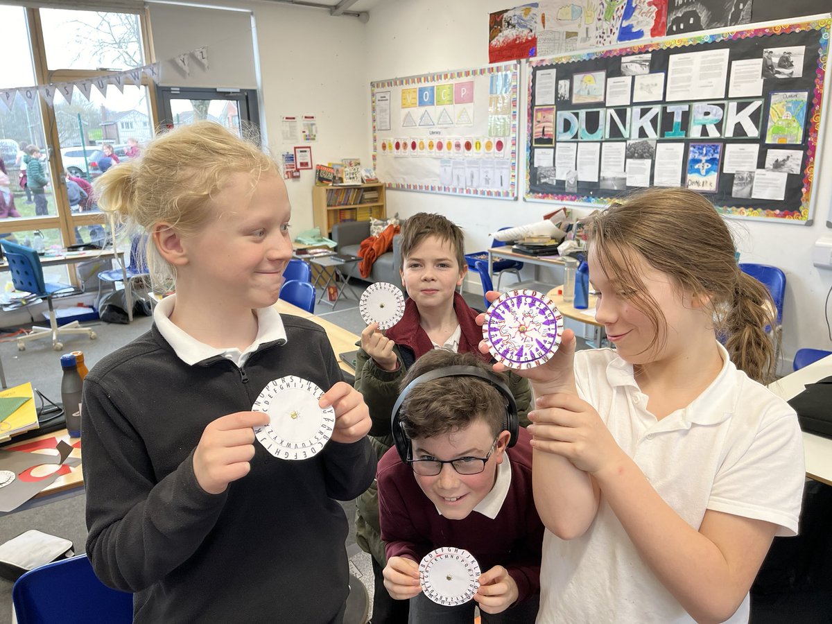 P6/6 and 7’s learning about Bletchley Park Code breaking during WWII. Making our own simple ciphers to compare with the Enigma!