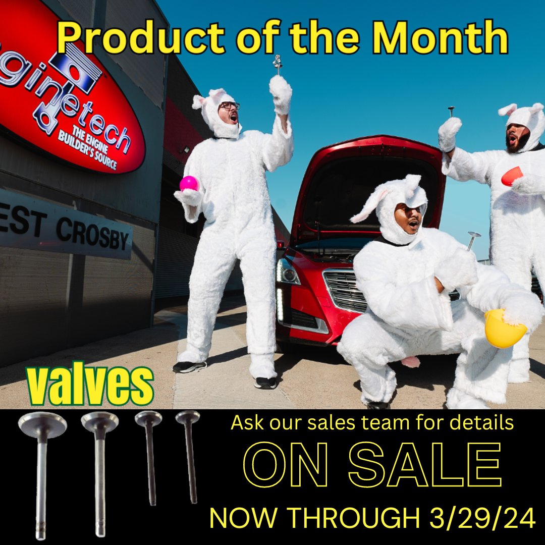 Our product of the month is valves! Save all month long on Enginetech valves. Ask an associate for details 1 (800) 869 - 8711 #valves #engineparts #enginevalves #enginerebuilder #enginerebuilding #enginerepair #valvetrain