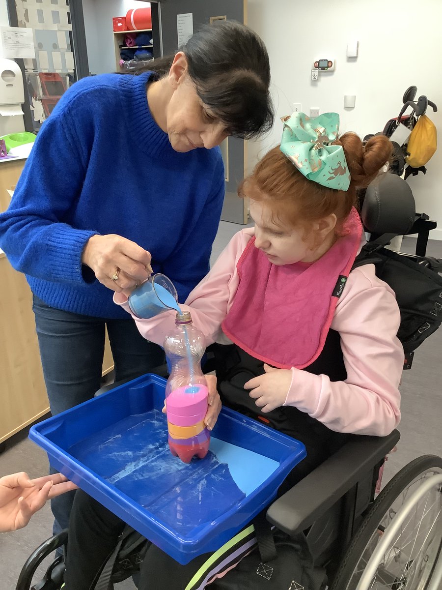 #ScienceWeek Ochiltree 'Time' activity 2: Making a sand timer after playing in sand during sensory play.