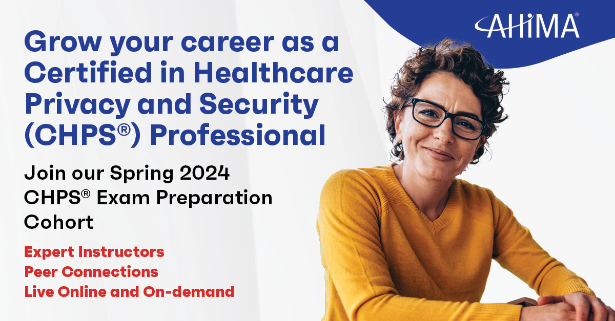 AHIMAResources's tweet photo. Unlock new career opportunities in Healthcare Privacy and Security. Learn from CHPS® certified educators and take the next step in your career journey. 

https://t.co/qJh9KImzW7

#HealthcarePrivacy #HealthcareSecurity #CHPS #CareerDevelopment https://t.co/SLmbcId6xO
