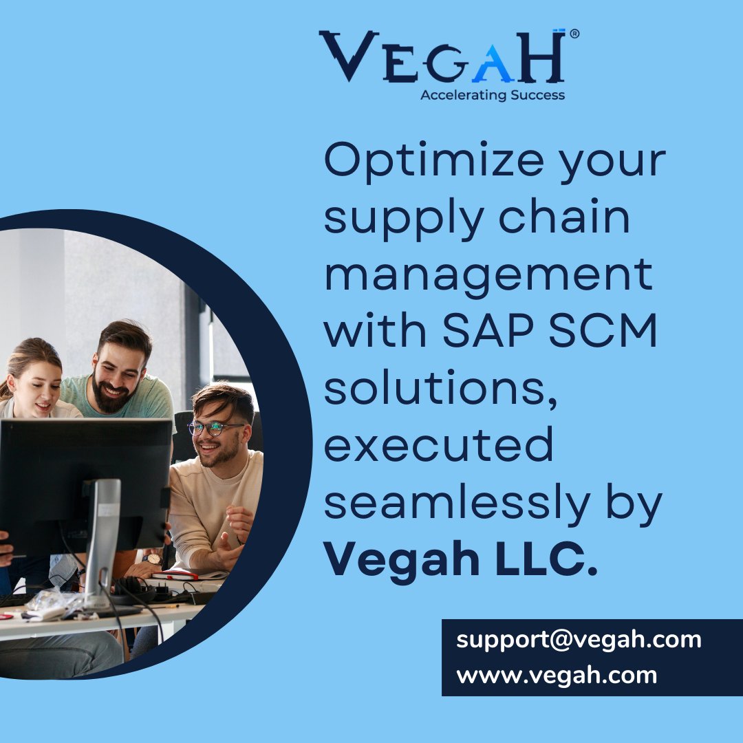 Optimize your supply chain management with SAP SCM solutions, executed seamlessly by Vegah LLC.

#VegahLLC #SAPSCM #SupplyChainManagement #Logistics #Efficiency #BusinessSolutions #Technology #Innovation #StreamlineProcesses #SupplyChainOptimization #SeamlessExecution