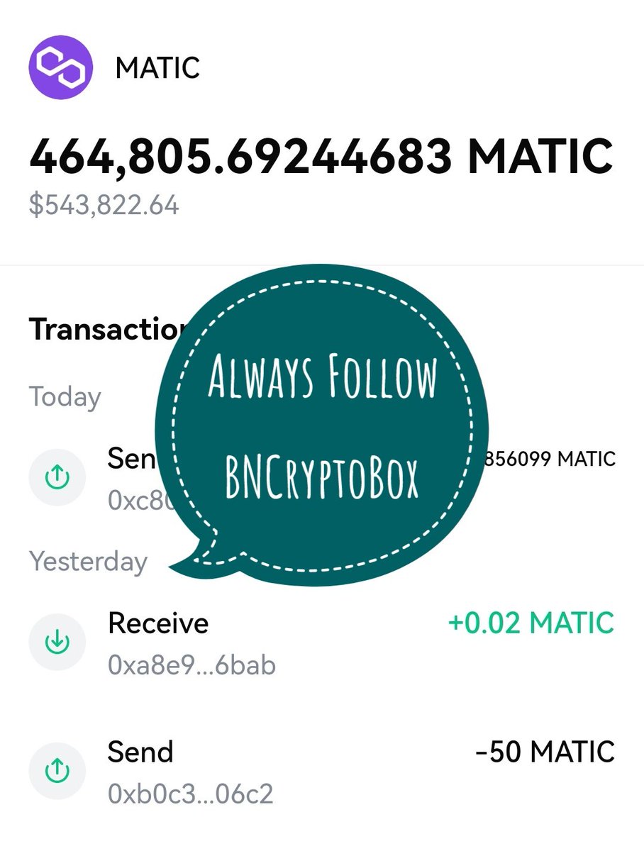 Drop your MATIC address

Must be following me(<a href="/BNCryptoB0X/">Binance Crypto Box 🎁</a> )with 🔔

Check your wallet in 72 hours

$GMRX $ELO 💎 $FYN <a href="/gaiminio/">GAIMIN</a> $BLOCK
