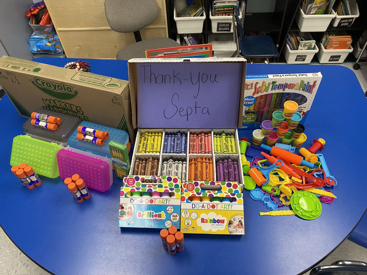 KroeperMiss's tweet photo. Special shout out to @SEPTAOldBridge  thank you for donating all of these beautiful supplies to my classroom! We appreciate you! https://t.co/OFKPjhsawx