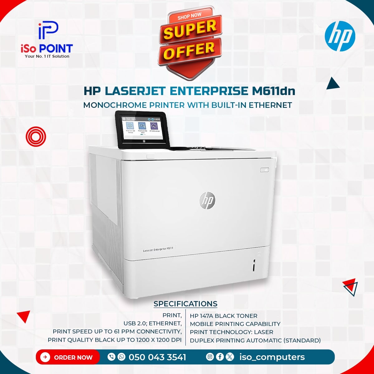 iso_computers's tweet photo. ‼️ Super Sales ‼️ 
Premium sales at affordable prices 
Quickly and easily print with Hp Laserjet Enterprise M611dn that's designed to fit into your workspace like a glove. 
GHS 9,880.00
#telecel #breakingnews #FirstLady #Romania #AfricanGames #Rebecca  #Haiti https://t.co/4Uf7DnNUsB