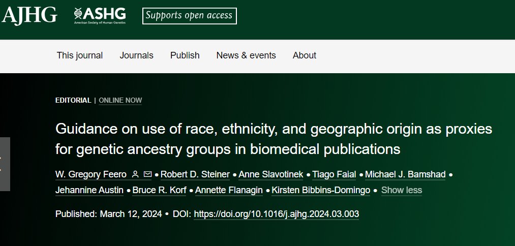 We are honored to have worked with other journal editors to provide guidance on the use of population descriptors in #Genetics and #Genomics research bit.ly/3TzaUi4