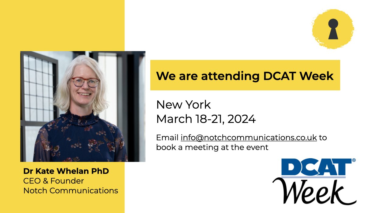 Notch Science Marketing (@notchcom) on Twitter photo Our CEO, <a href="/KateAtNotch/">Kate Whelan (Rhodes)</a>, will be attending <a href="/dcatorg/">DCAT</a>'s #DCATWeek from 18–21 March! 📷
Kate is heading to NY to discuss the latest developments in #pharma manufacturing and marketing with industry contacts old and new.
Arrange a meeting by emailing info@notchcommunications.co.uk Our CEO, <a href="/KateAtNotch/">Kate Whelan (Rhodes)</a>, will be attending <a href="/dcatorg/">DCAT</a>'s #DCATWeek from 18–21 March! 📷
Kate is heading to NY to discuss the latest developments in #pharma manufacturing and marketing with industry contacts old and new.
Arrange a meeting by emailing info@notchcommunications.co.uk