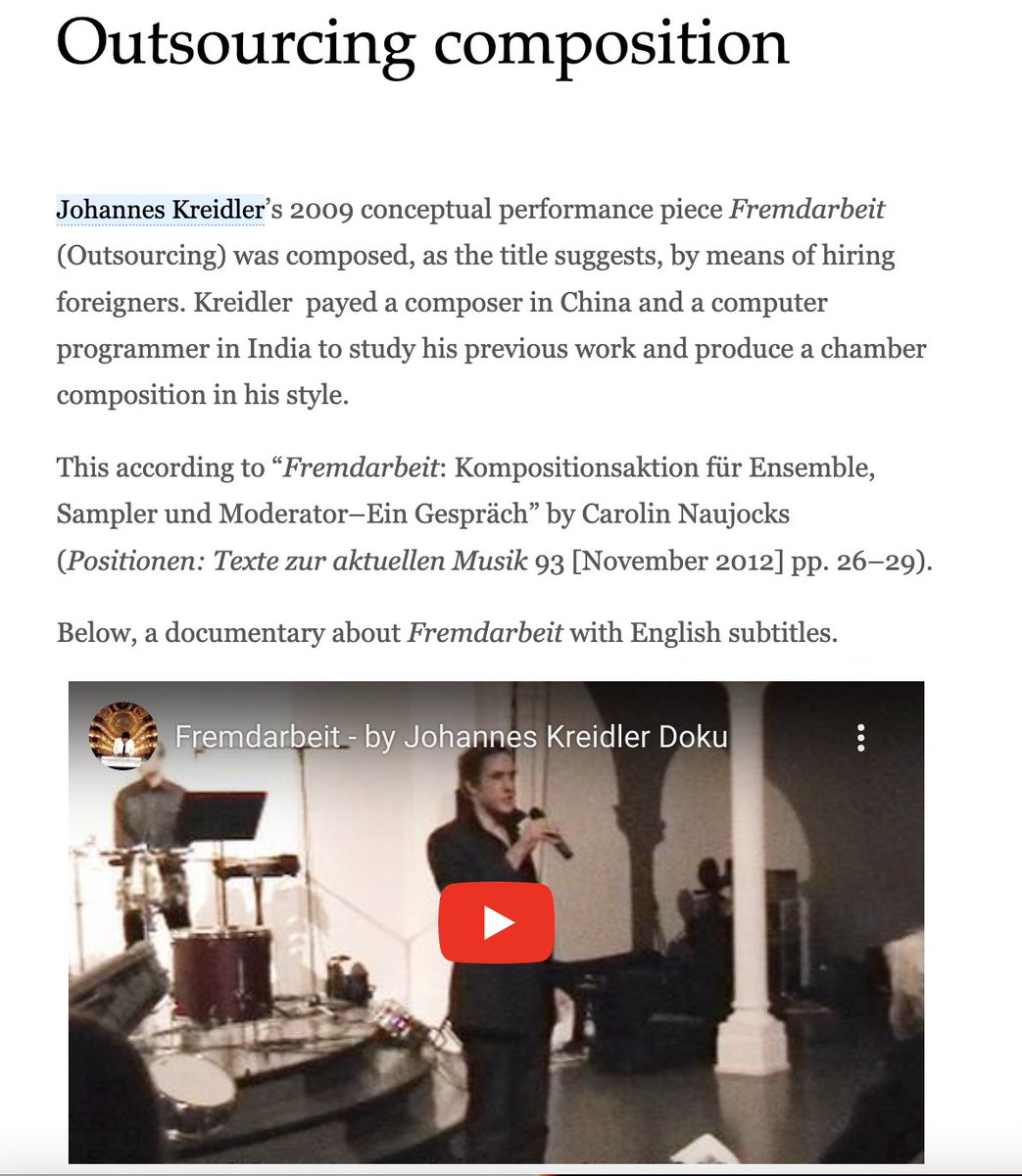 David J. Gunkel (@david_gunkel) on Twitter photo If you are getting your shorts in a knot over the outsourcing of music creation to #genAI, I recommend contextualizing the debate by getting familiar with <a href="/_Kreidler/">@kreidler.bsky.social</a>'s "Fremdarbeit" (Outsourcing) from 2009. bibliolore.org/2014/09/30/out… If you are getting your shorts in a knot over the outsourcing of music creation to #genAI, I recommend contextualizing the debate by getting familiar with <a href="/_Kreidler/">@kreidler.bsky.social</a>'s "Fremdarbeit" (Outsourcing) from 2009. bibliolore.org/2014/09/30/out…