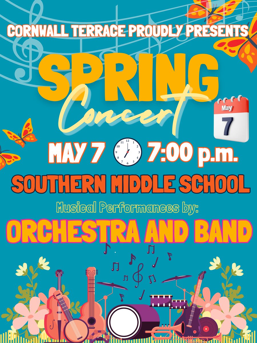 Mark your calendars!  Enjoy performances by the CT band &amp; orchestra at 7:00 pm on May 7.  Due to the renovations at the high school &amp; reduced capacities in the middle schools, the 5th grade chorus will perform at the end of their promotion ceremony on May 29. #wilsonsd #wilsonct