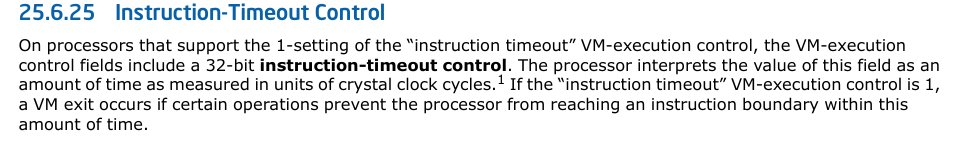 blitzclone's tweet photo. @gonzodaruler just pointed me to this gem in the Intel SDM. The CPU now has a per-instruction watchdog timer. 🤣 Appeared between Dec 2022 and Dec 2023 in the manual. #Intel #x86 #DeathByComplexity https://t.co/etKqDhkN4v