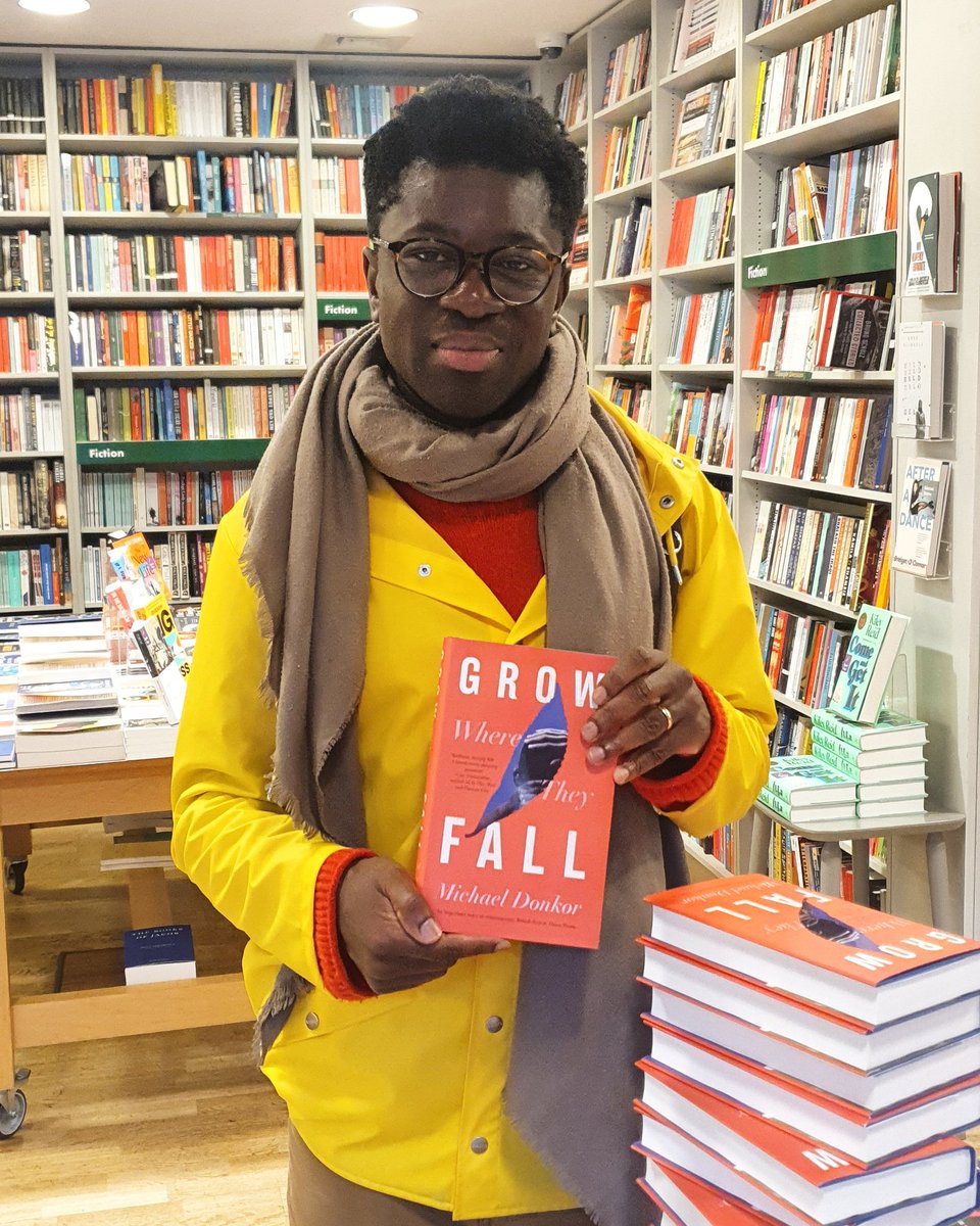 Thank you to @MichaelDonkor for dropping by to sign copies of his new novel GROW WHERE THEY FALL 🍂 Find out more and order your copy here: lrb.me/signed
