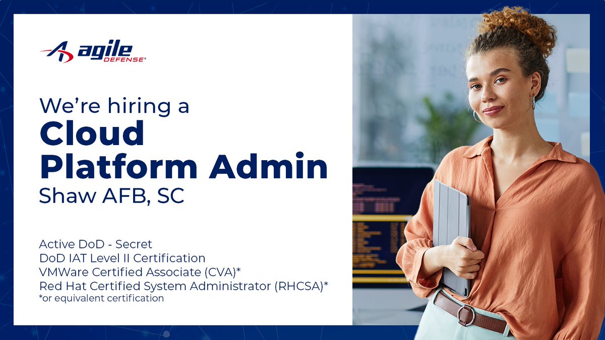 We're #hiring a #Cloud Platform Admin at Shaw Air Force Base in SC to provide admin support and DevOps primarily using Kubernetes/Rancher. An Active DoD - Secret clearance is required, along with three other critical certifications. Learn more or apply &gt;&gt; ow.ly/ZPwL50QRjYy