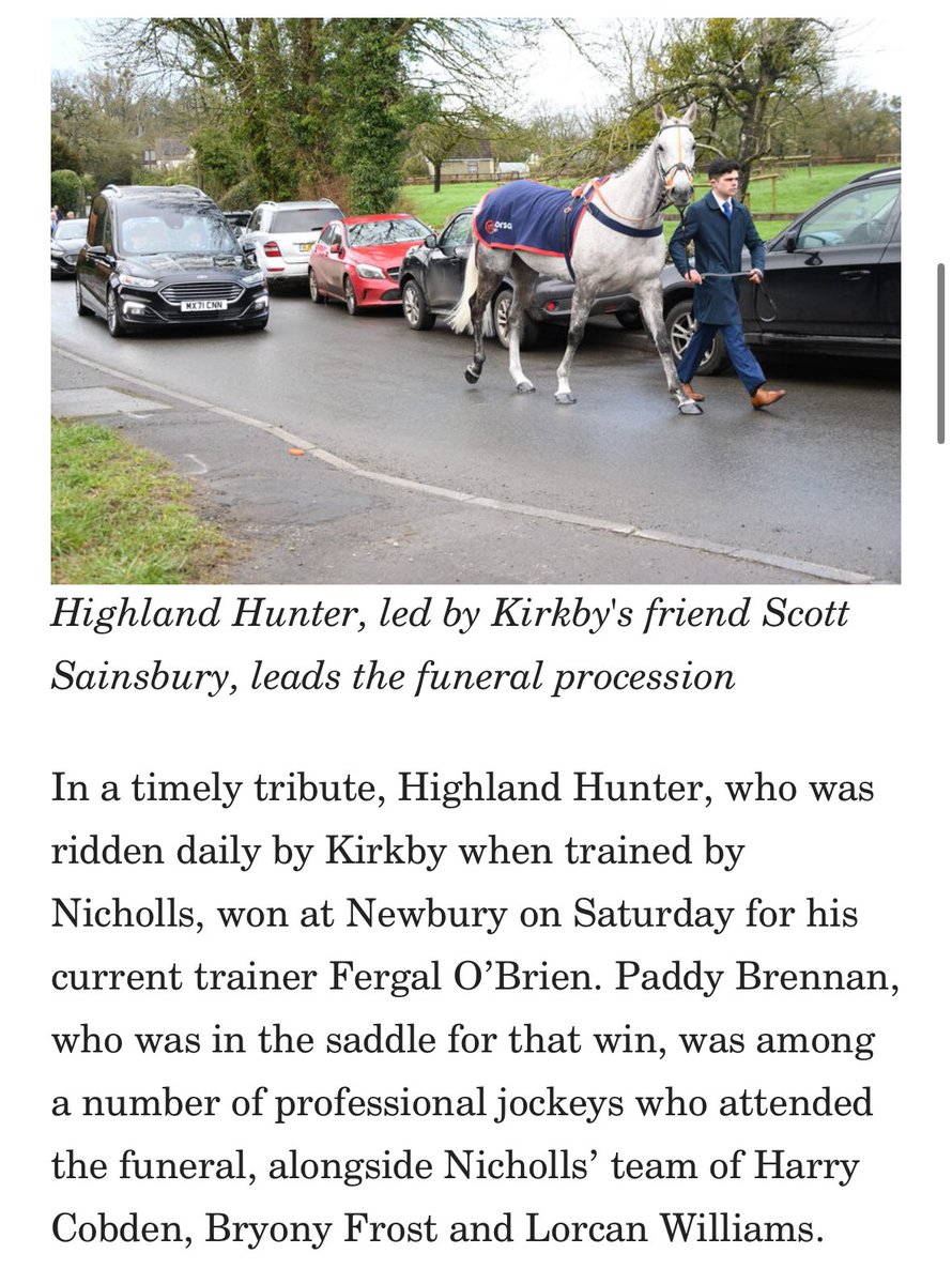 OorRoy's tweet photo. RIP Highland Hunter. Lead the precession at Keagan Kirkby’s funeral just one week ago. 😔 

#Cheltenham #Cheltenham2024 #CheltenhamFestival https://t.co/8Mrc7fCqZx