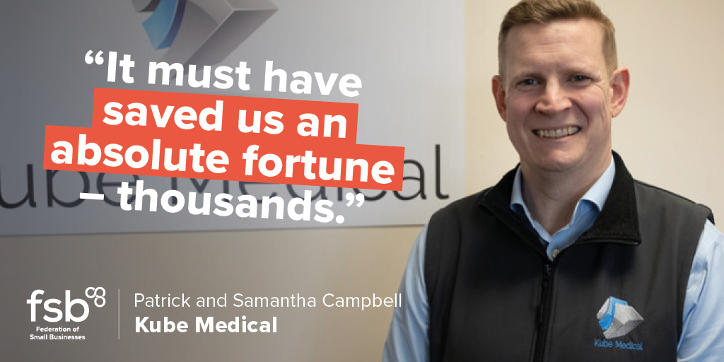 'The legal helpline's been particularly helpful for dealing with the knottier HR problems. It must have saved us an absolute fortune.' 

#FSBmember Patrick Campbell, from Kube Medical, explains how FSB has bought them peace of mind. 

Find out more 👉 go.fsb.org.uk/PatrickCampbell