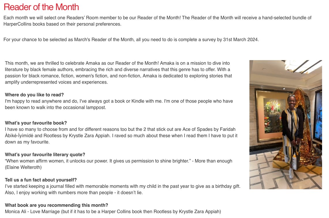 amakaoc's tweet photo. Following my year of reading more than 100 books it was such a pleasure to get 'Reader of the month' with #HarperCollins https://t.co/JLVtAUydW9