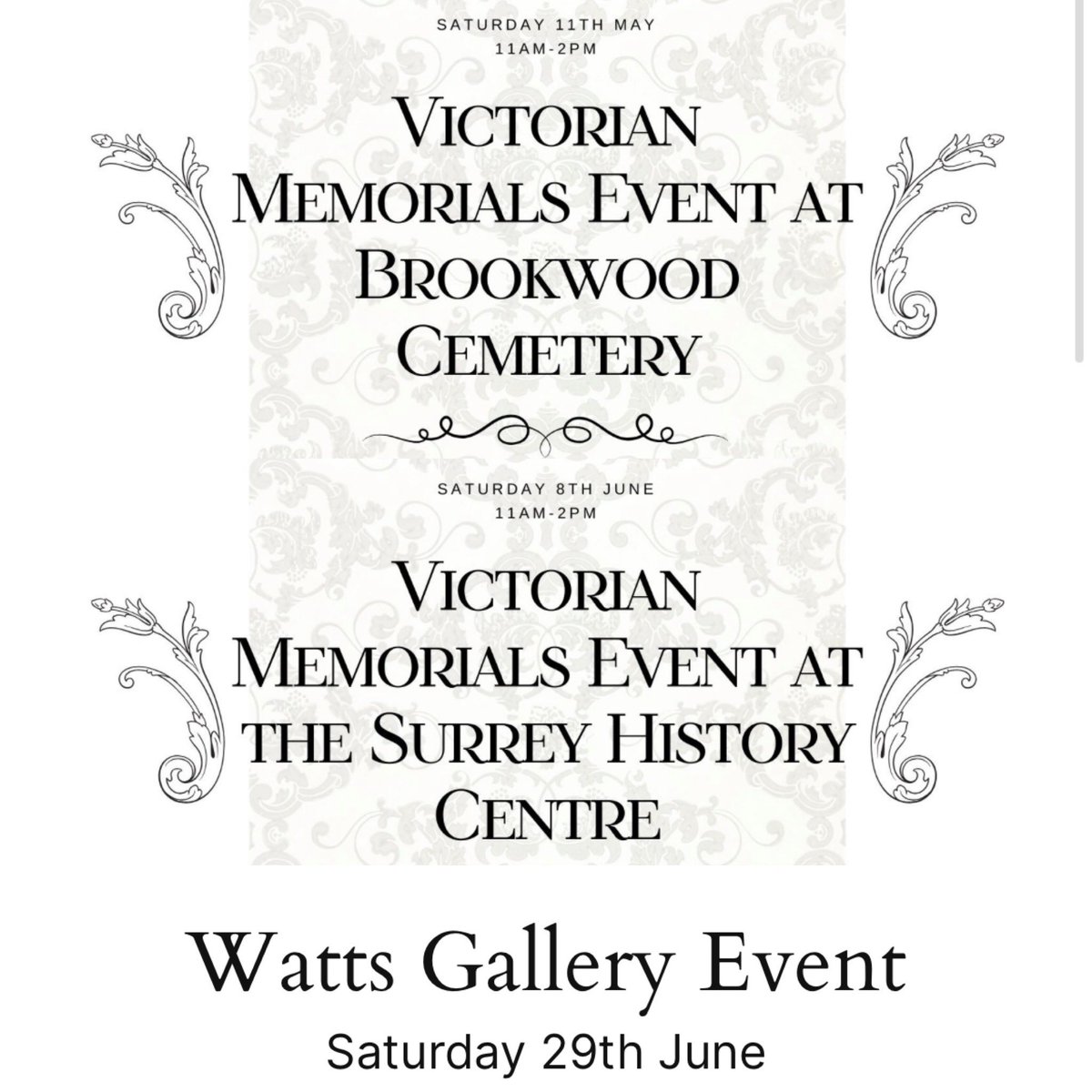Dates for your diary! #VictorianMemorials family-friendly talks and crafternoons - more details and booking info coming soon! @WattsGallery @SurreyHeritage #BrookwoodCemetery #SAHN #Surrey #Arts & #Humanities #Network @SurreySLL #savethedates #surrey