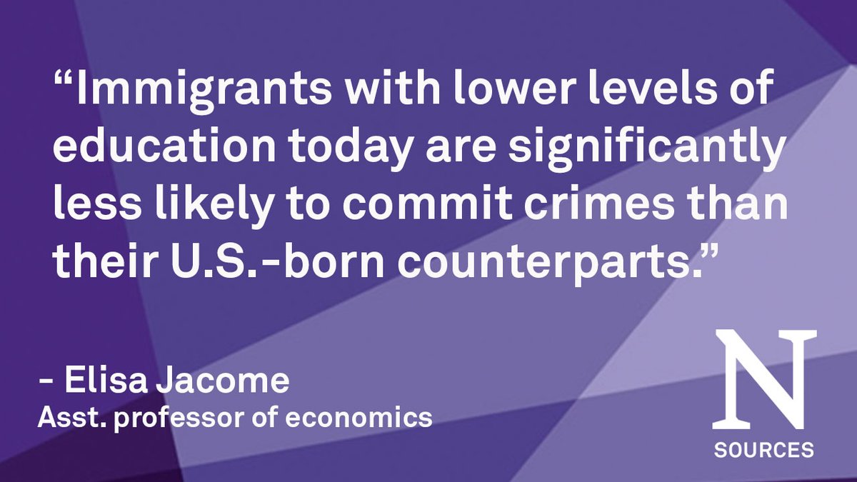 Northwestern Sources (@nusources) on Twitter photo Economist Elisa Jácome <a href="/WeinbergCollege/">Weinberg College at Northwestern</a> has co-authored a new study showing that over a 150-year period, immigrants have never been incarcerated at a greater rate than the U.S.-born. More at news.northwestern.edu/stories/2024/0… Economist Elisa Jácome <a href="/WeinbergCollege/">Weinberg College at Northwestern</a> has co-authored a new study showing that over a 150-year period, immigrants have never been incarcerated at a greater rate than the U.S.-born. More at news.northwestern.edu/stories/2024/0…