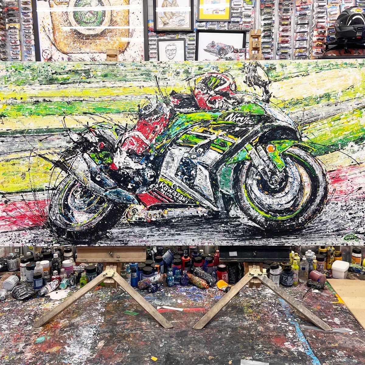 Popbangcolour's tweet image. So which #Paintwithcars original artwork would you like to see on display @NECRestoShow next week? 

#TheItalianJob , @DesignsCallum Vanquish, KTM @MotoGP or Kawasaki Ninja? 

Which one is your favourite? 👀🚗🖼️🎨

#Popbangcolour