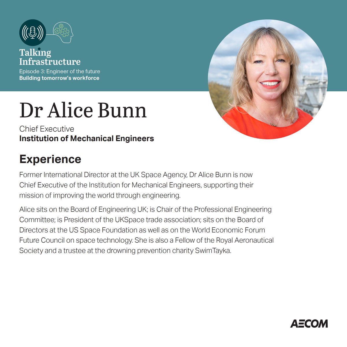 AECOM's tweet photo. ‘Engineer of the future: building tomorrow’s workforce’ is now live on our #TalkingInfrastructure podcast. 

From emotional intelligence to AI, this energizing discussion dives deep into the core skills that may be required in the future. Listen now.