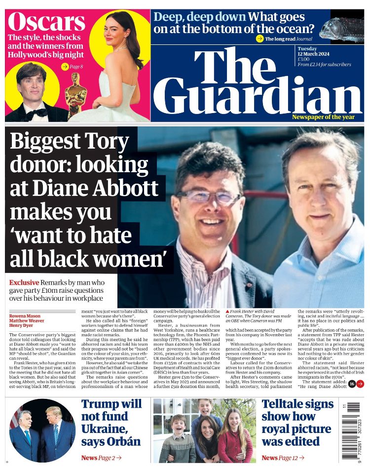 How deeply upsetting and disturbing.

I had to take a big intake of breath reading this as these words perfectly describes what is the lived experience of many black women. 

The donor did not just reportedly say that looking at Diane Abbott makes you "want to hate all black
