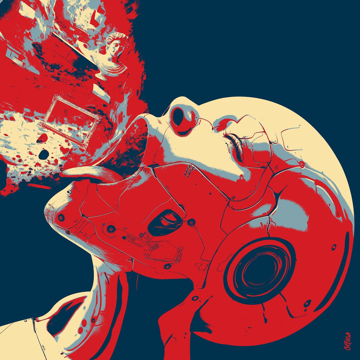 nftgothsa's tweet photo. 📢 I am happy and proud to announce that my original creation 'Art Gobbler*', specially conceived around the theme "Ai Overlords," has been selected to be featured at the upcoming Beeple Studios event, the Digital Art Deathmatch, on May 4th in Charleston 🔥🤘❤️
*This unique piece, created specifically for the event titled 'Art Gobbler', portrays AI as an emotionless machine, engulfing classical art in a brutal and provocative manner. @beeple #Beeple

Congratulations to the artists who have been selected! I just saw your creations and they are all amazing. I can't mention you all, but congratulations to everyone. The #web3 artistic movement is a reality and is full of talent! 👏

@dopejpgs
@ArtvisionNFT
@bocagrandiart
@adityajainart
@camila_artwork 
@Riabovitchev 
@pixelord 

---