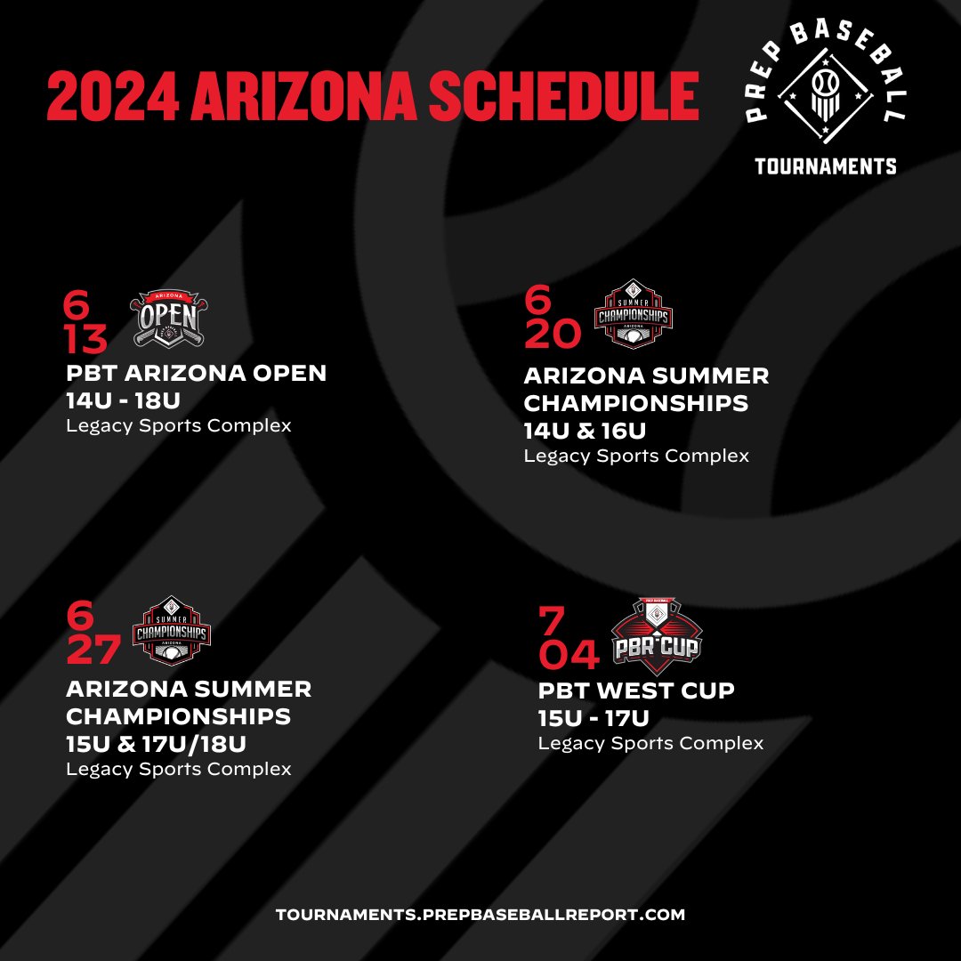 ☀️AZ Summer Events☀️ Spots still remain in Mesa, Arizona for the summer of 2024! Event details for all high school events in the link below! Register/request an invite for events today👇 tournaments.prepbaseballreport.com/?month=&name=&…