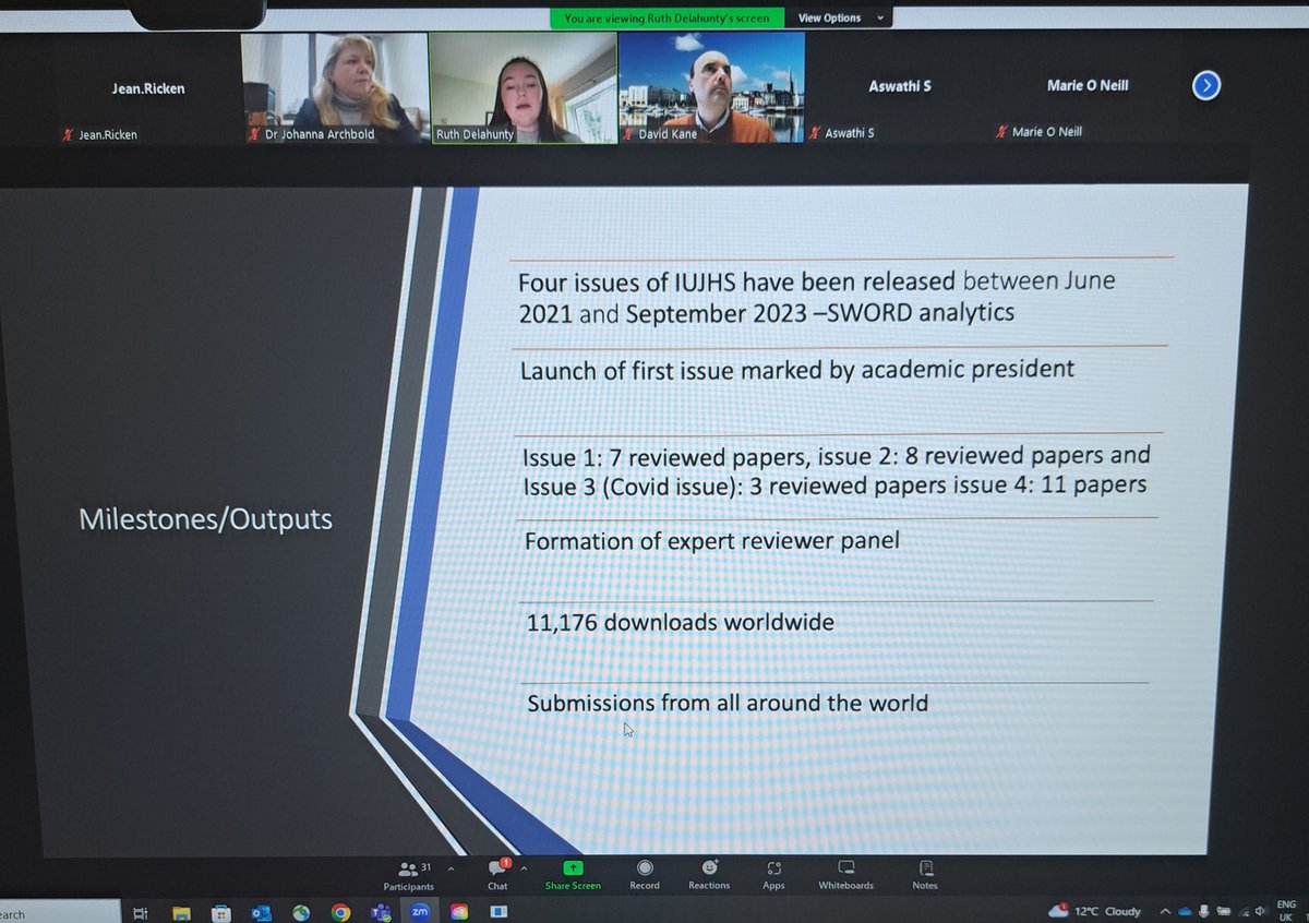 jeanricken's tweet photo. @BioSci_MTU 💛 hearing how the International Undergraduate Journal of Health Sciences has had such a positive impact for students.The global reach is also impressive. Top downloaded article in @MTU_ie Institutional Repository comes from this student led journal! 3300+ downloads! https://t.co/uMAF7pvRhd