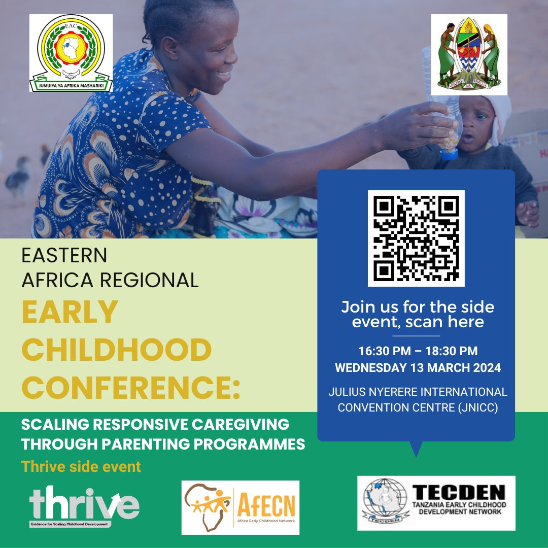 Tomorrow in Dar es Salaam, @orazio_at of EGC & @YaleEconomics will present on 'Scaling responsive caregiving through parenting programmes,' at the #thrivetz #ECDConference2024. Learn more: afecn.org/side-events @OPMglobal @thrivechildevidence @ECDAction @af_ecn @ECDNETWORK