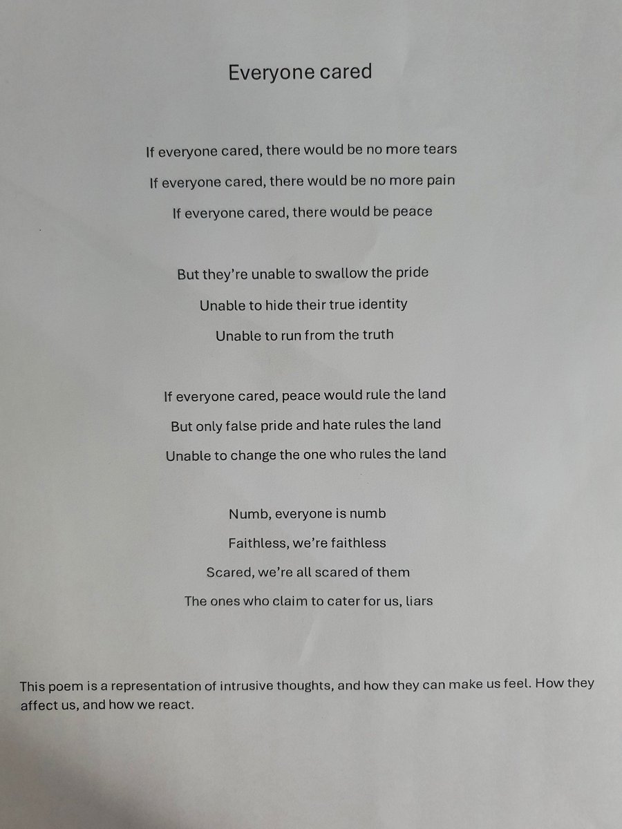 Another beautiful poem by one of our S2 pupils 💛 #MentalHealthAwareness