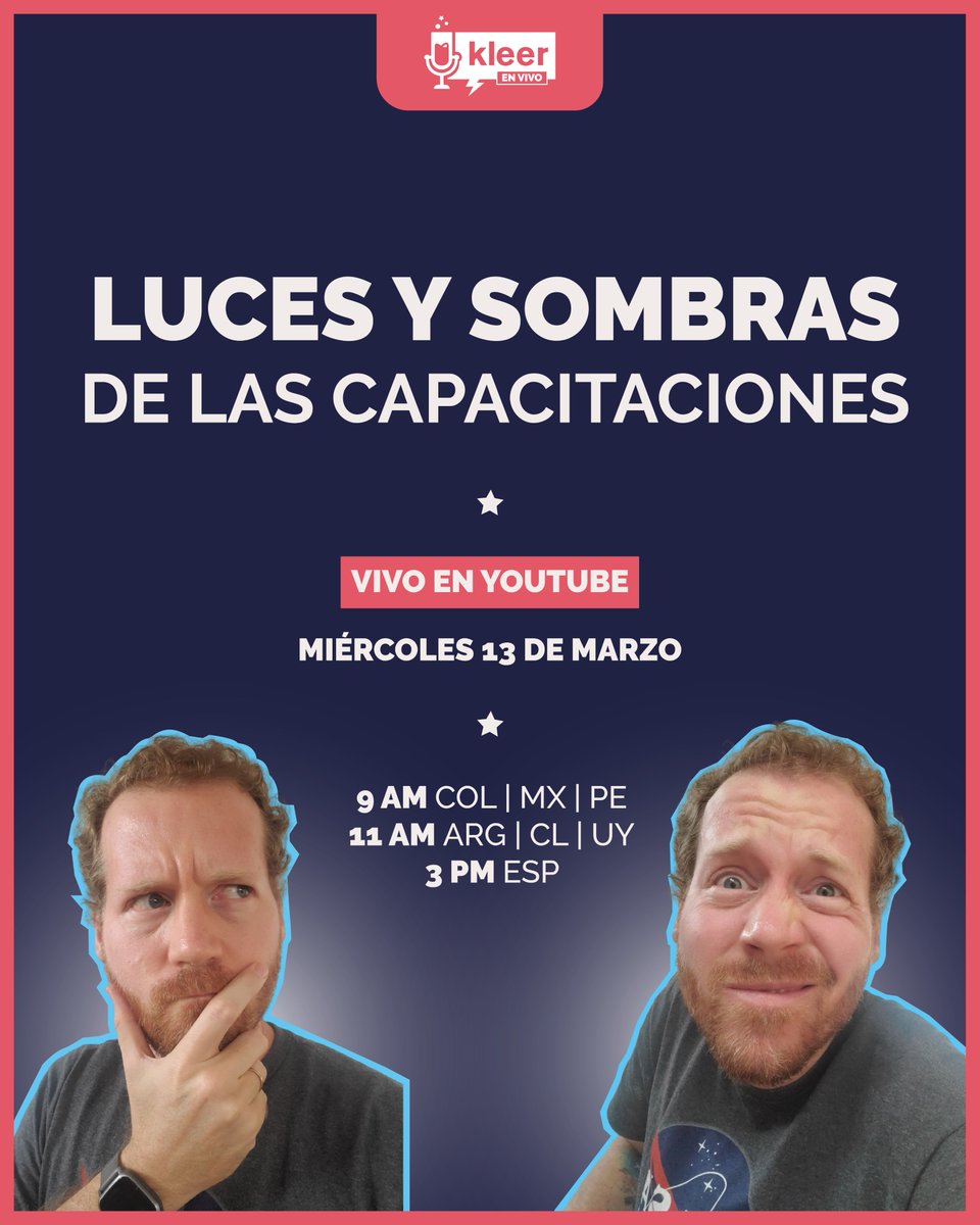 kleer_la's tweet photo. 🎙 Mañana #KleerEnVivo Capacitaciones: Luces y sombras 🌗
¿Las formaciones deberían ser obligatorias o voluntarias? Esta pregunta y más las abordaremos en el Vivo de mañana 
¡Suscríbete en nuestro canal de YouTube!
https://t.co/rCKv1uDkUa
#PlanDeCapacitaciones #ContinuousLearning https://t.co/GFzER9hTlh