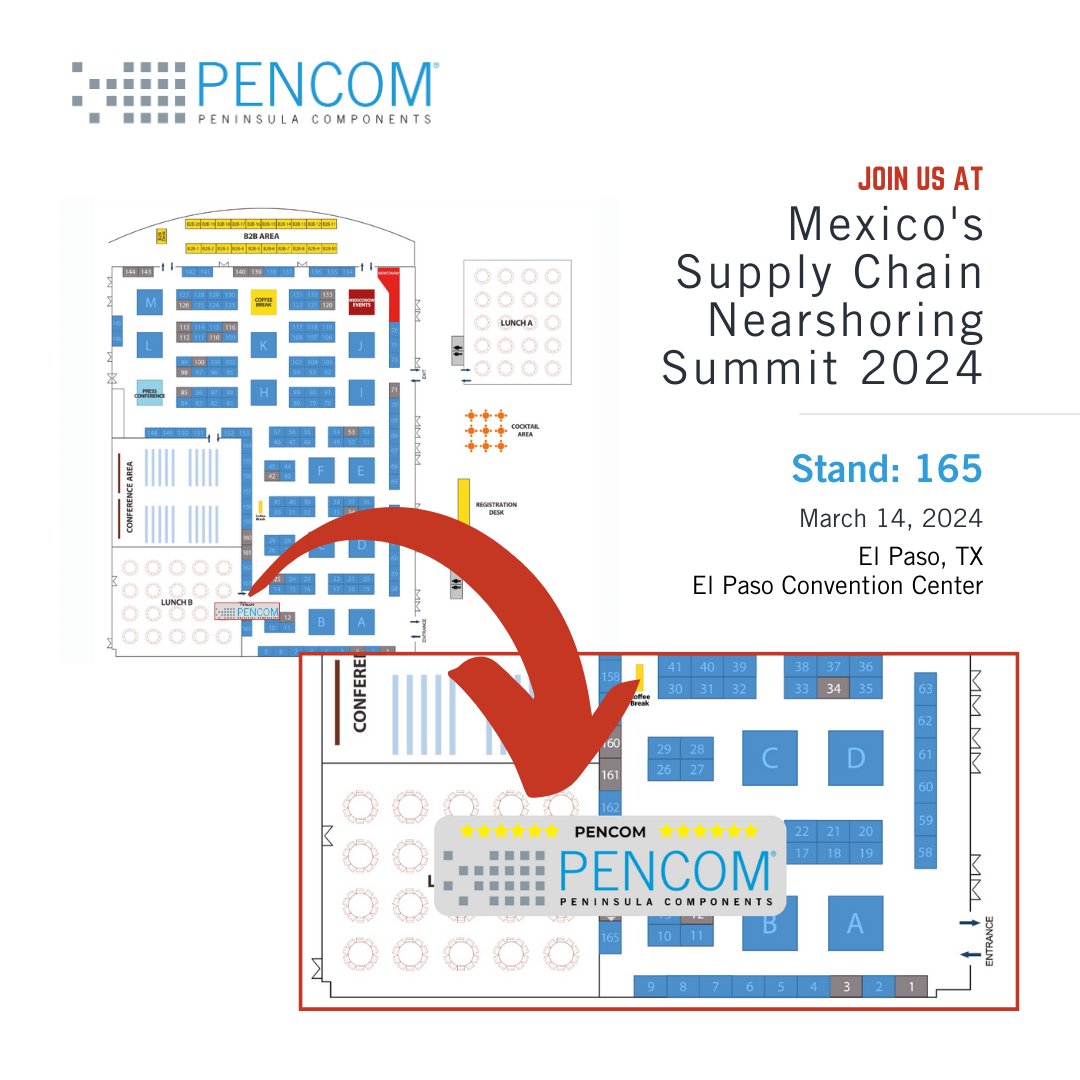 Join Us at Mexico’s Supply Chain Nearshoring Summit - Discover PENCOM Solutions! 🌟 📍Swing by Booth #165! 📅 Save the date: March 14th in El Paso, TX. #InnovateWithPENCOM #MeetUs #IndustryLeadership #supplychain #PENCOM