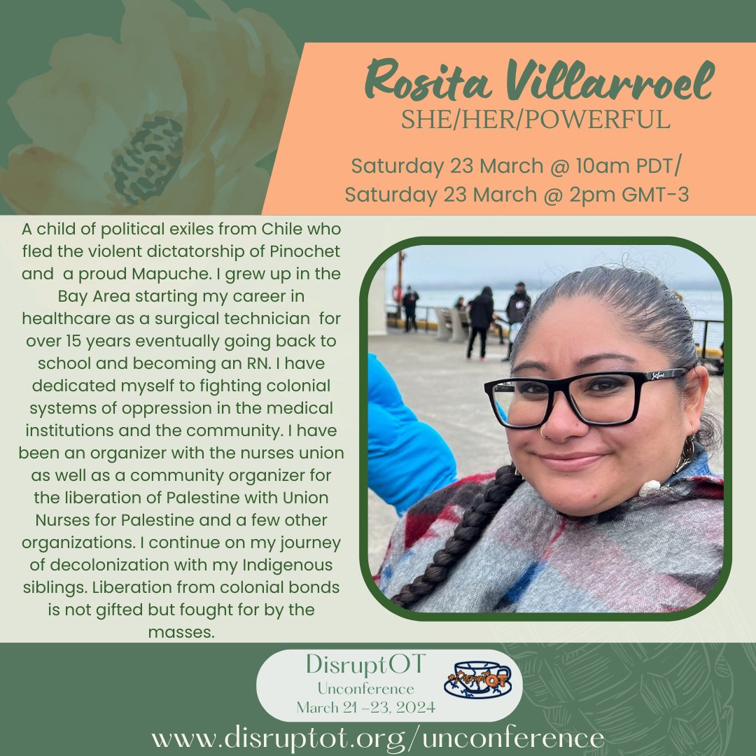DisruptOT's tweet photo. Meet the powerful Rosita; she will be introducing the DisruptOT Unconference Healing session on Saturday, March 23rd, at 10am PDT.
✅ Free Registration: https://t.co/GaAoeA9MGj
#DisruptOT
#Unconference
#Humanity
#Free
#CommunOT https://t.co/WKRXrhHK1B