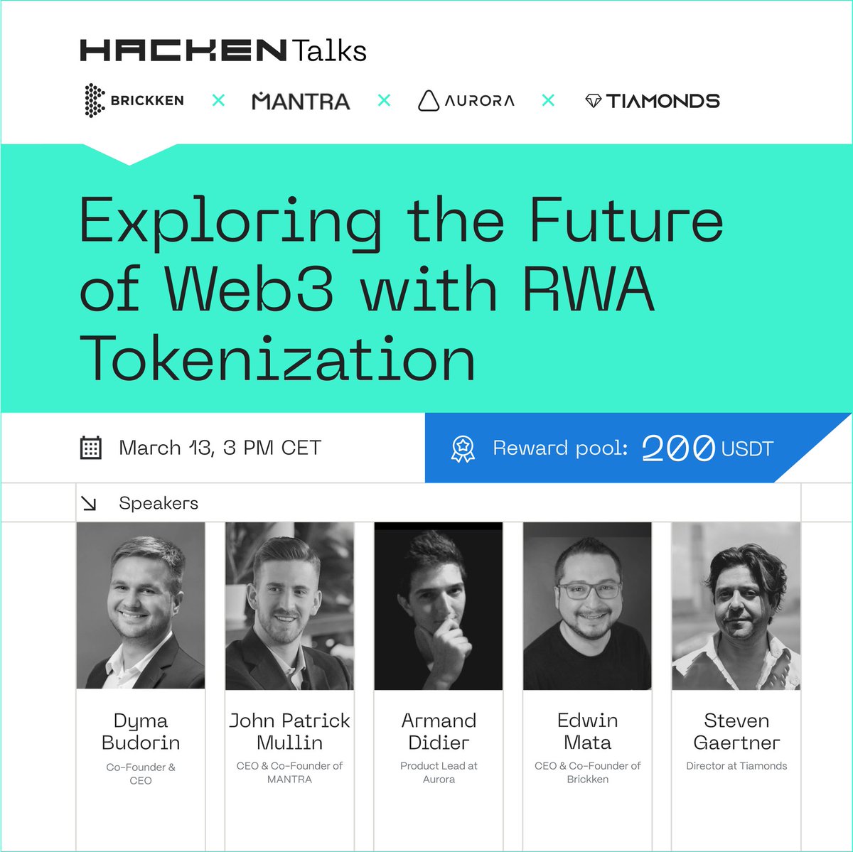 📣 Set your reminders for #HackenTalks tomorrow! We’re spotlighting our tokenization launch with insights on #RWA's pivotal role in Web3 from @buda_kyiv and leaders from @MANTRA_Chain, @auroraisnear, @Brickken & @Tiamonds twitter.com/i/spaces/1ypKd…