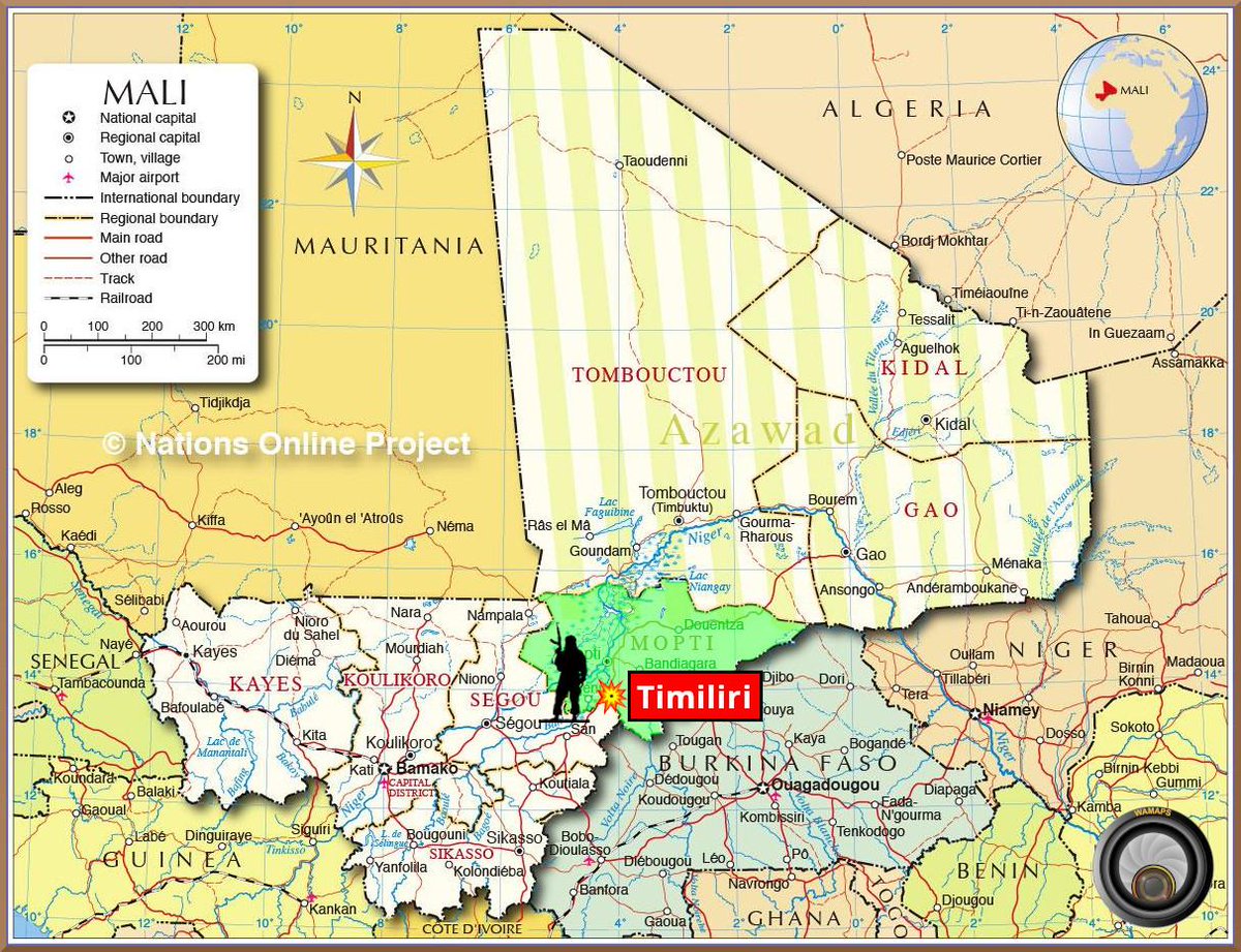 Wamaps_news's tweet photo. #Mali 🇲🇱 | 10/03 Les terroristes de la Katiba Macina (#JNIM) ont attaqué #Timiliri (#Mopti) et plus particulièrement #Diankassagou à la frontière ouest du Pays Dogon.
🔴 8 personnes ont été tuées et 3 ont été blessées lors de l'attaque.
Du bétail a été emporté par les terroristes.
🔸Le village de #Diombolo a aussi été victime d'une attaque le 12/03. Du bétail a aussi été volé.