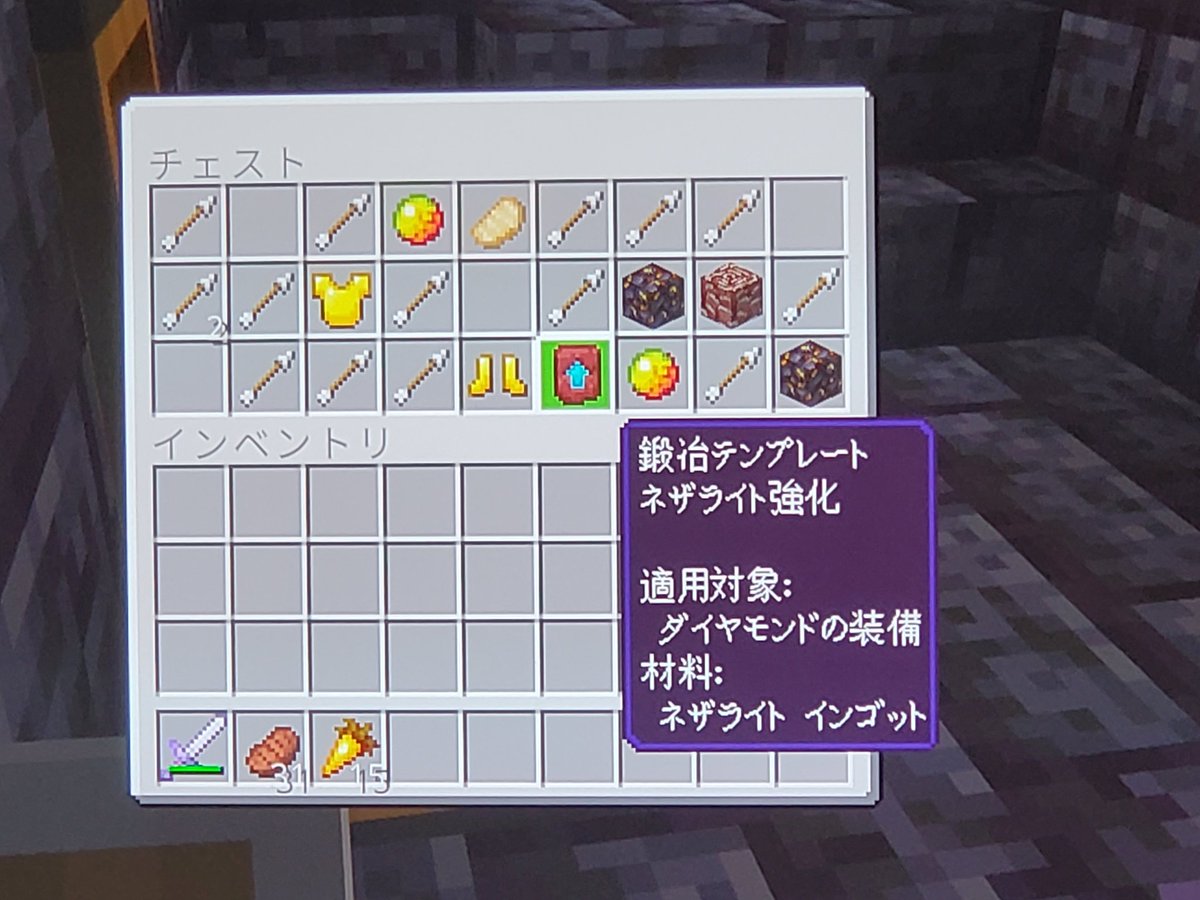 minecraft_coro's tweet image. 🆕️マイクラ102日目😭
やった～＼(^-^)／ついに見つけた！
大変だったぁ( ；∀；)
やっとネザライト装備が作れる！
#マインクラフト
#マイクラ統合版