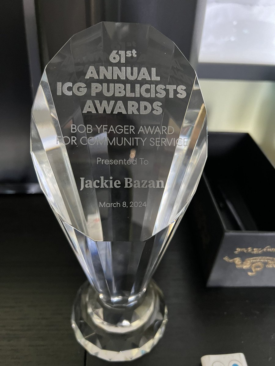 BazanEDucation's tweet photo. I’m incredibly proud to have received the ICG Bob Yeager Award for Community Service for my work supporting the education community through https://t.co/3Dw64kwnVc at Friday’s 61st ICG Publicists Guild Awards! Thank you for shining a light! #PublicistsAwards #iatse https://t.co/EYUht3lyXz