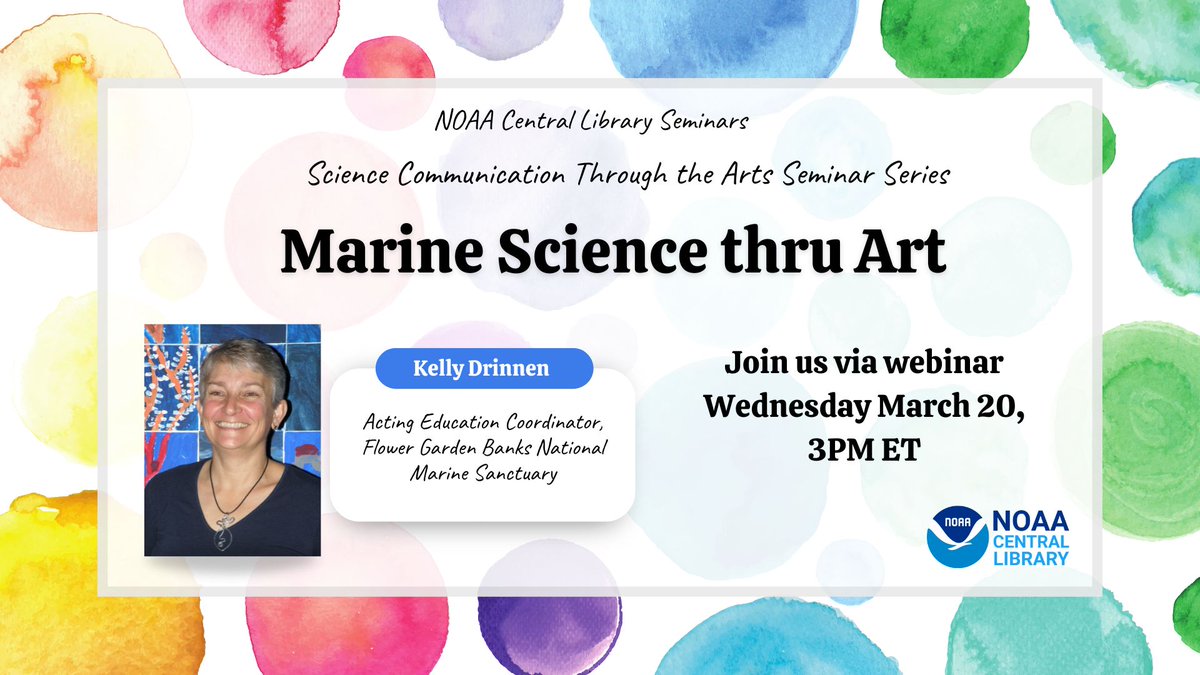 Join us WEDNESDAY (3/20) @ 3pm ET to hear Kelly Drinnen of @FGBNMS talk about using art for #MarineScience communication at Flower Garden Banks National Marine Sanctuary🐠🎨
Register here: vimeo.com/event/4121700/…

#ScienceCommunication #Creativity #SaveSpectacular