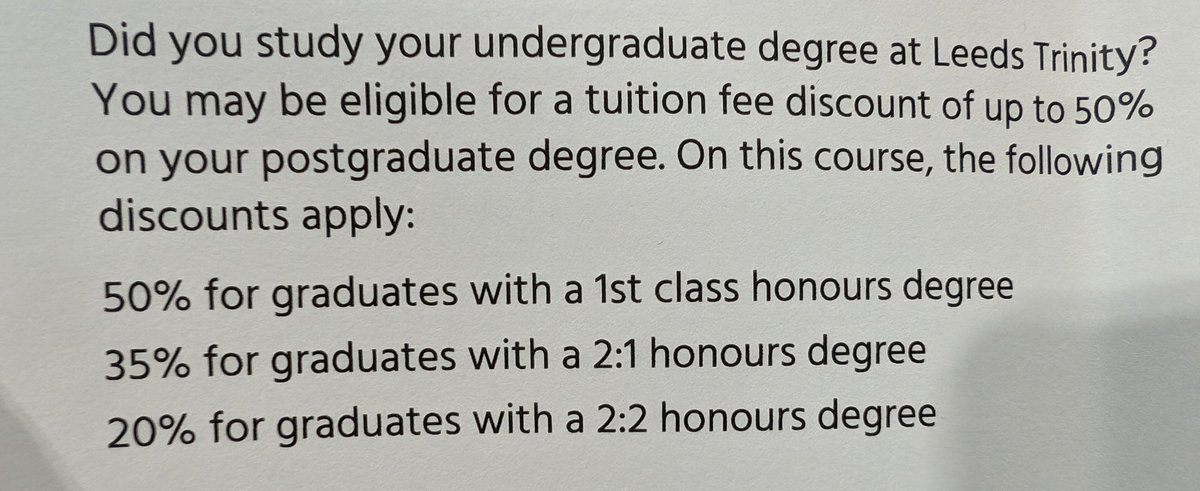 At the #hww2024 conference. A UK university is offering a discount to a MSc programme based on undergraduate grades... Be interested to hear your thoughts on this.