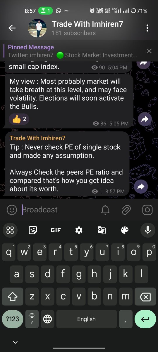 im_hirenmistry's tweet photo. Yes, it's Free Of COST.. NO PAID channel nor any charges..

Kuch Tips only telegram ke liye hai🤫🤫

PE  ratio tips shared and many more yet to come.. Funda + Techno.

Aajao jo jo nahi aaya abhi tak

https://t.co/OLjF9SFWZg

#stocomarket #stockmarketcrash #stocks #Telegram https://t.co/mzRvw18D6Z
