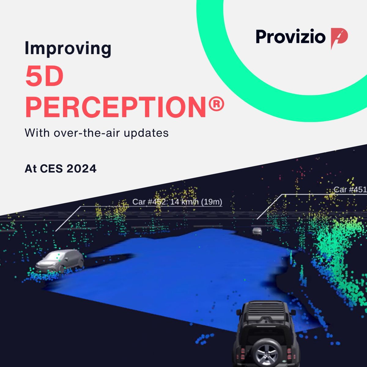 Vehicles that learn and adapt? That's the future Provizio is creating with our 5D Perception® technology, demonstrated live at #CES2024. Our software-defined perception radar and OTA updates allow us to fine-tune our system on-the-fly, enhancing object detection and more! 🧵1/4