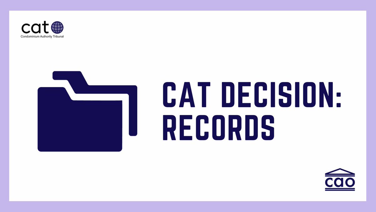 The CAT found that a Toronto condo owner’s records request was related to furthering their defamation allegations and not their interests as an owner. The CAT dismissed the case and ordered the owner to pay the condo $300 in costs. bit.ly/3UBMjdF