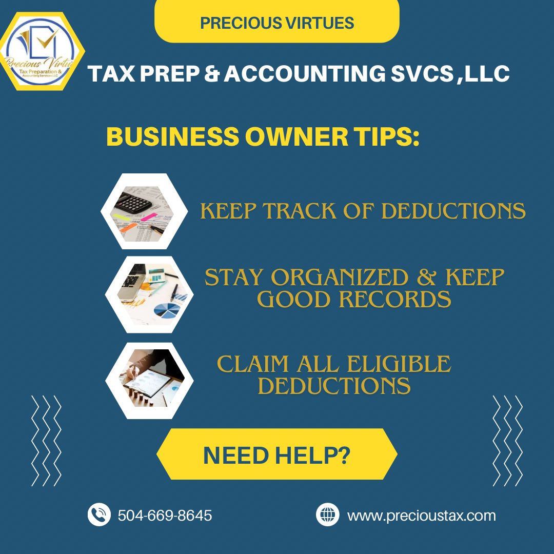 Precioustax's tweet photo. ▶️▶️▶️ Where are all my ENTREPRENEURS!!! Don’t forfeit any eligible deductions! We want to make sure you take advantage of all your tax savings!!!💴 Schedule an appointment with us to get your MAX tax refund!Contact us today!@precious_virtues_tax_prep

https://t.co/APvKN4gHdG https://t.co/5XE0y3Jz3h
