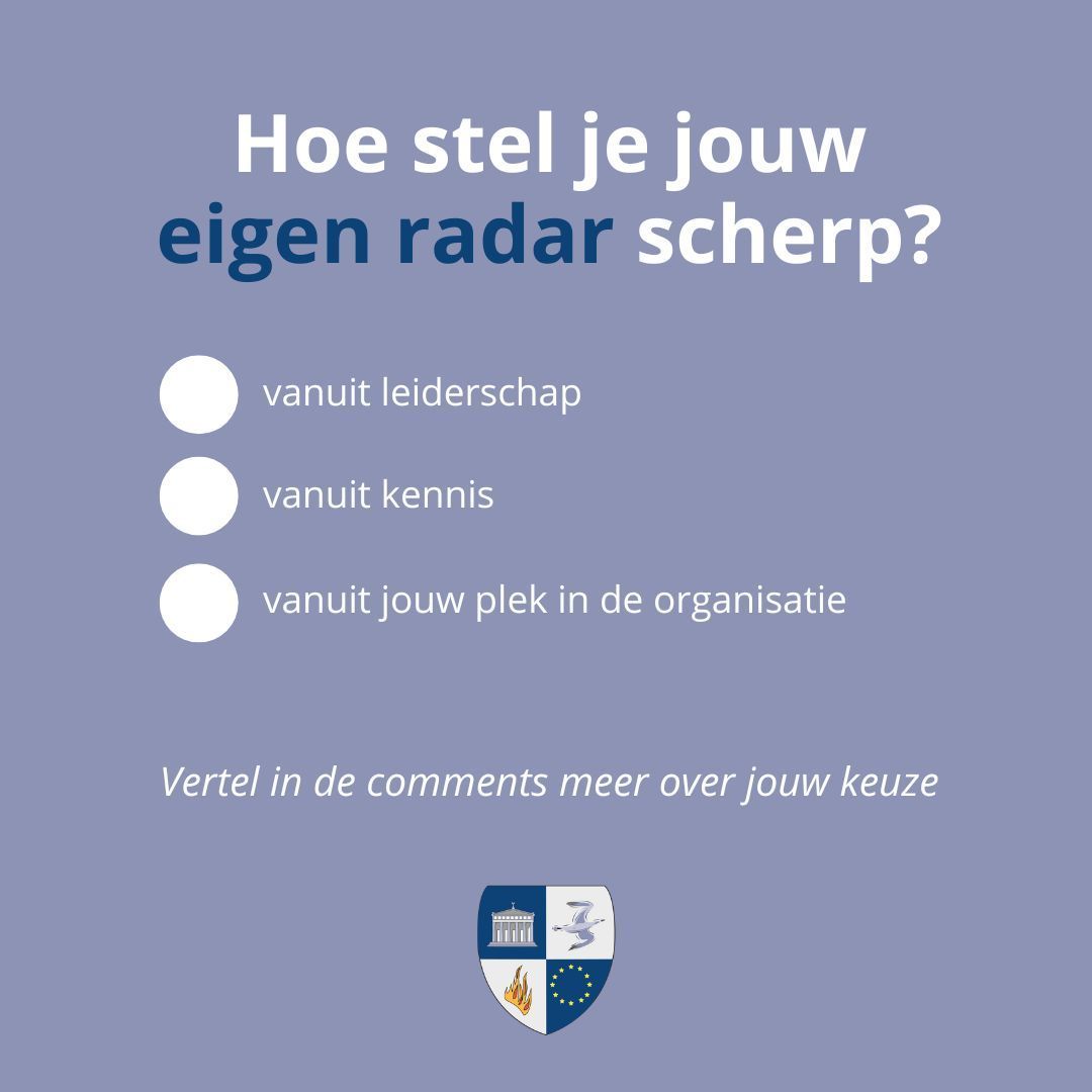 Hoe stel je jouw eigen radar scherp: van waaruit kijk jij en neem je patronen en ontwikkelingen waar binnen jouw organisatie?

✅vanuit leiderschap
✅vanuit kennis
✅vanuit jouw plek in de organisatie